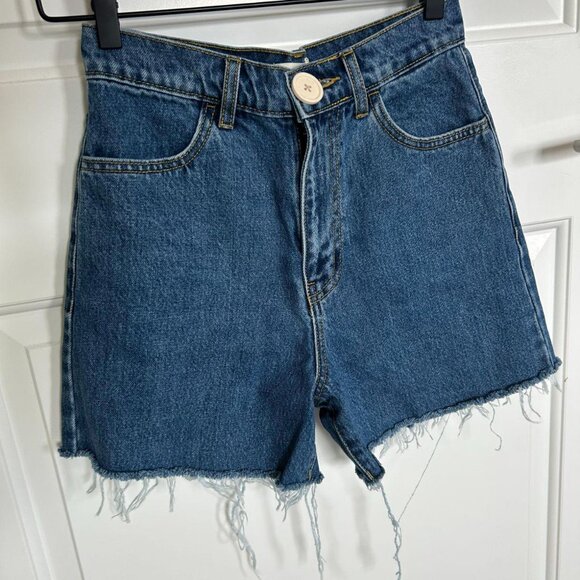 Whimsy + Row Stylish Indigo Organic Cotton Denim high waisted shorts (Like new) - Picture 1 of 4